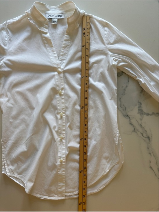 Sara Campbell White Ruffle-Trim Button Down Blouse - Picture 6 of 10